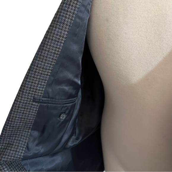 Ralph Lauren Chaps Grey Red Melange Houndstooth 2 Button Suit Jacket Sz 48L Wool - Picture 9 of 16